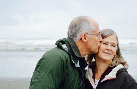 Couple smiling on beach