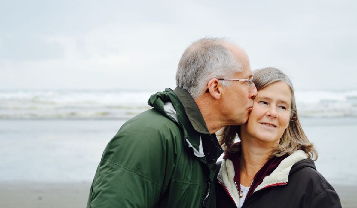 Couple smiling on beach