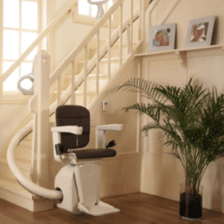 Stairlift at bottom of home stairs